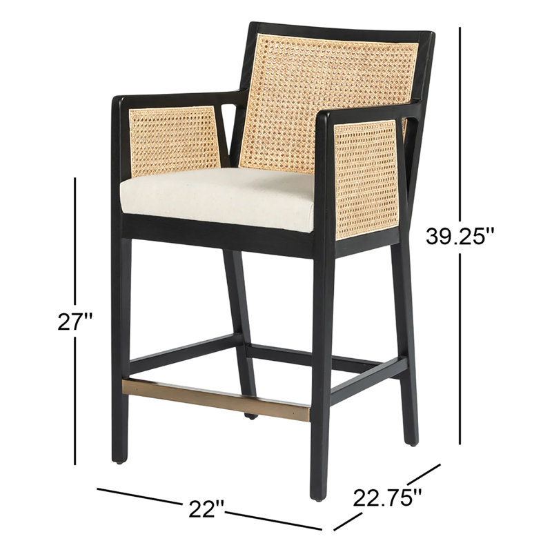 Antonia Counter & Bar Stool, Counter Stool (27" Seat Height), Beige, Black/Natural