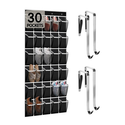 Over Door Shoe Rack Storage with 30 Breathable Mesh Pockets - Large Capacity Closet Storage for Unisex, Hanging Shoe Rack Organizer