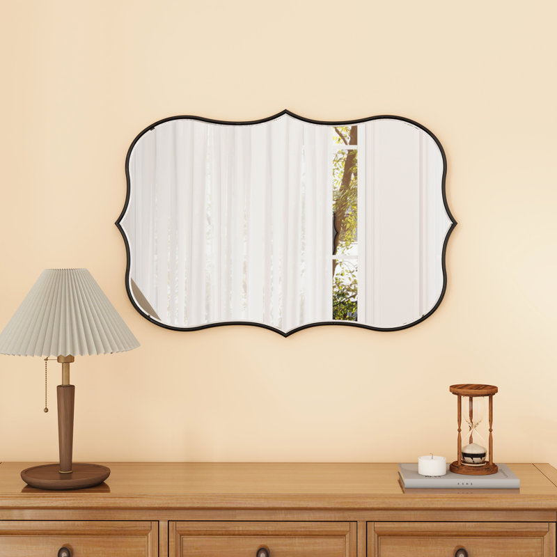 Vintage Victorian Wood Frame Wall Mirror 60X90CM, Black