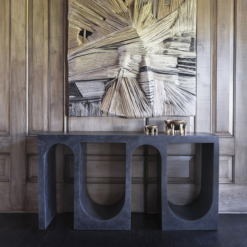 Console rectangulaire gris et ciment, H 33,46 po x l 62,99 po x P 13,78 po, Gris ciment