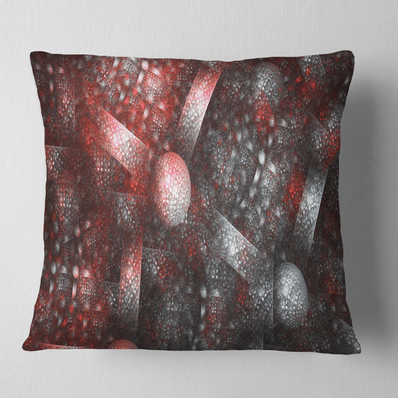 Crystal Steel Steel Texture - coussin abstrait imprimé, 18 po x 18 po, Rouge, Coussin décoratif