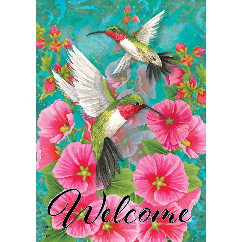 Hummingbird Dance Spring Garden Flag