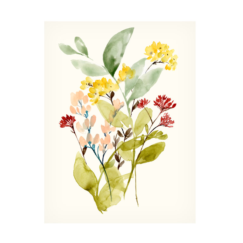 Spring Sprigs I Vertical Canvas Art in White and Green