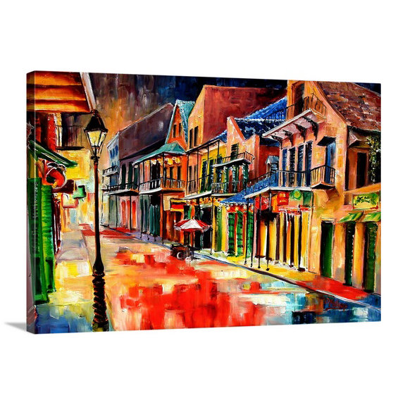 «New Orleans Jive» par Diane Millsap - reproduction, H 40 po x l 60 po x P 1,5 po, Toile