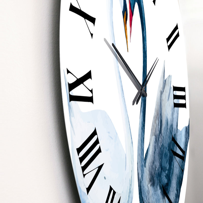 Cygnes en forme de cœur noir et blanc - Horloge murale traditionnelle, Grand