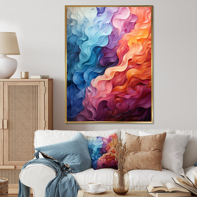 Opt Art Delirium VII - impression, H 20 po x l 12 po x P 1 po, Cadre flottant doré