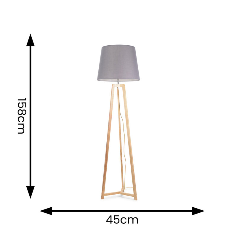 Rhavyn 158cm Natural Traditional Floor Lamp, Grey