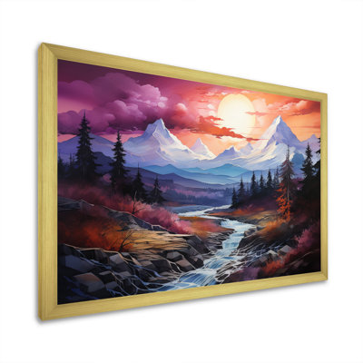«Bhajan Mauve White Mountains Majestic Peaks Pastoral», reproduction d'art sur toile