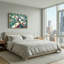 Art mural sur toile multicolore arc-en-ciel branches et feuilles vertes-788193902