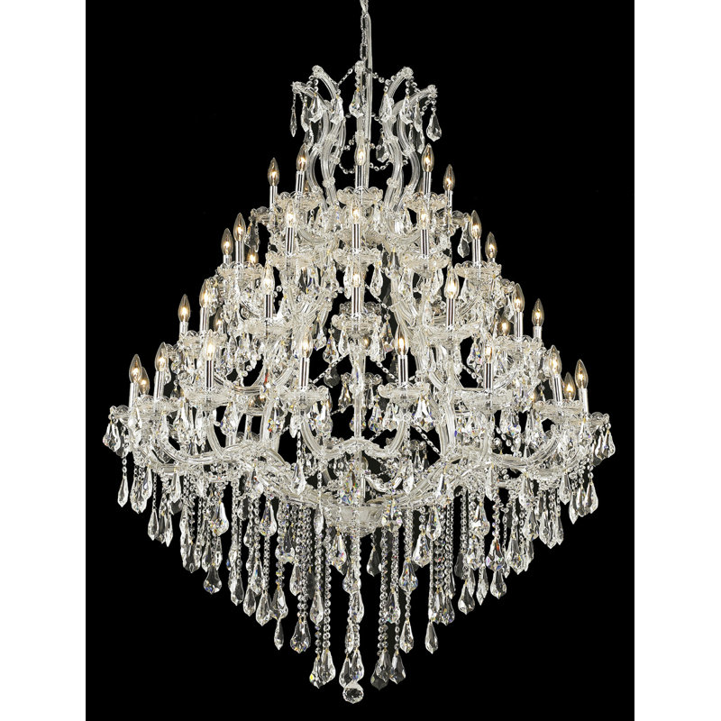 Stockard 49 - Light Glass Dimmable Tiered Chandelier, Chrome / Crystal (Clear) / Royal Cut