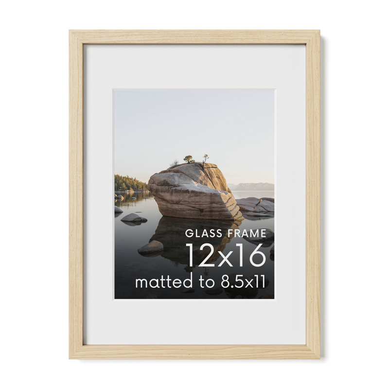 Cadre photo en bois massif avec verre, Beige, L 12 po x H 16 po