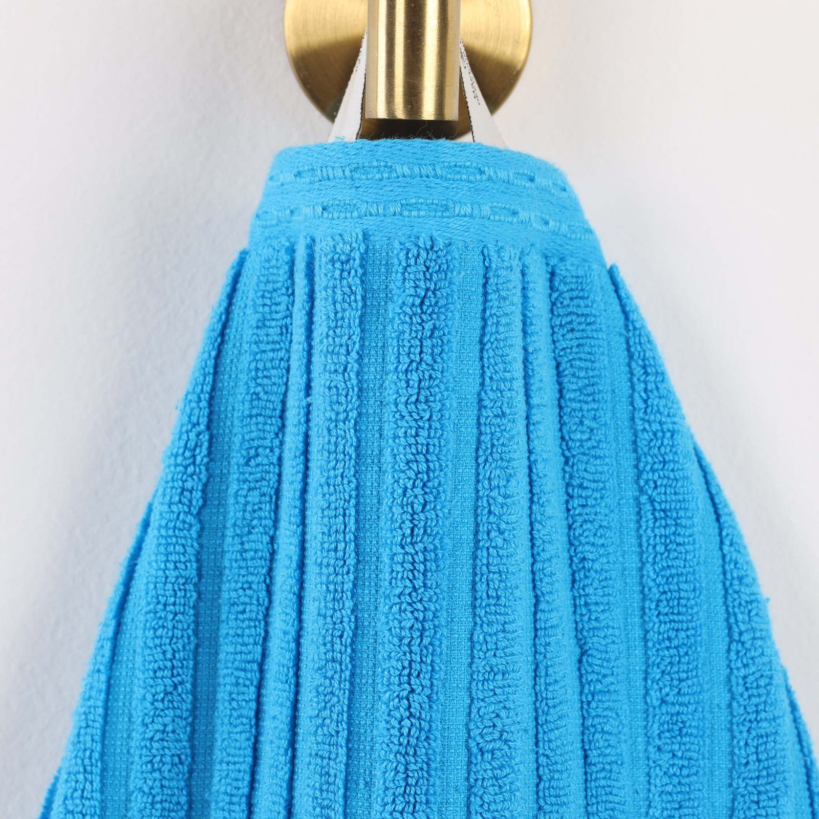 6-Piece Checkered Border Cotton Towel Set, Sky Blue