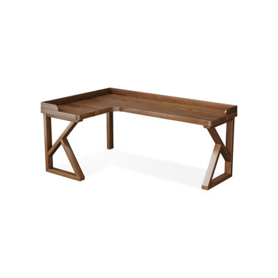 Solid wood L-shaped corner desk with edge banding