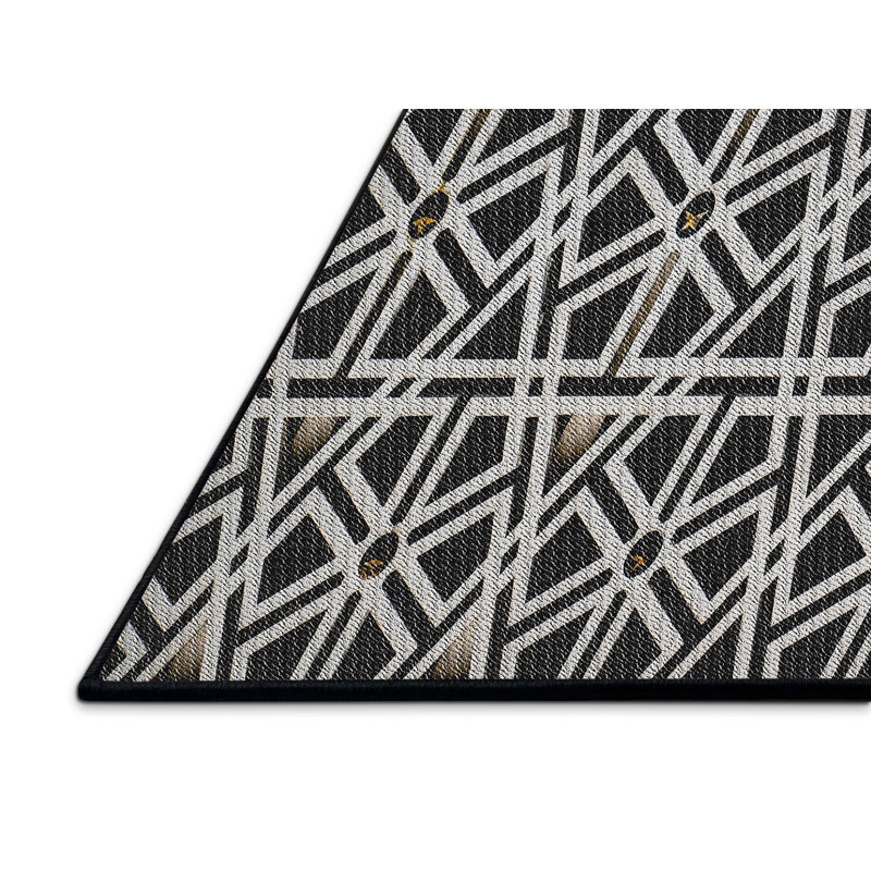 Tapis géométrique noir / gris, Rectangle 5 pi x 8 pi