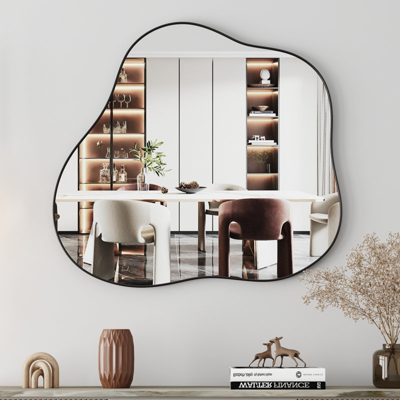 Jhanel 73x81CM Wall Mirror Black Framed Novelty Accent Mirror