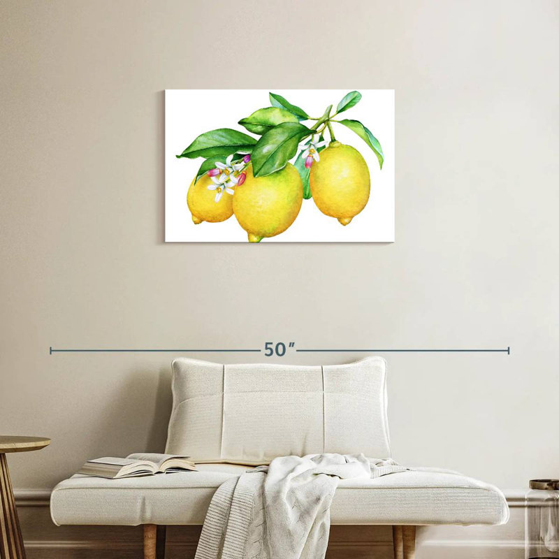 3 citrons et fleurs, H 20 po x l 30 po
