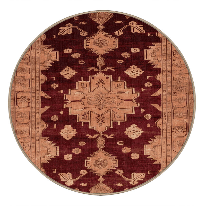 Tapis brun lavable à la machine, Rond 5 pi