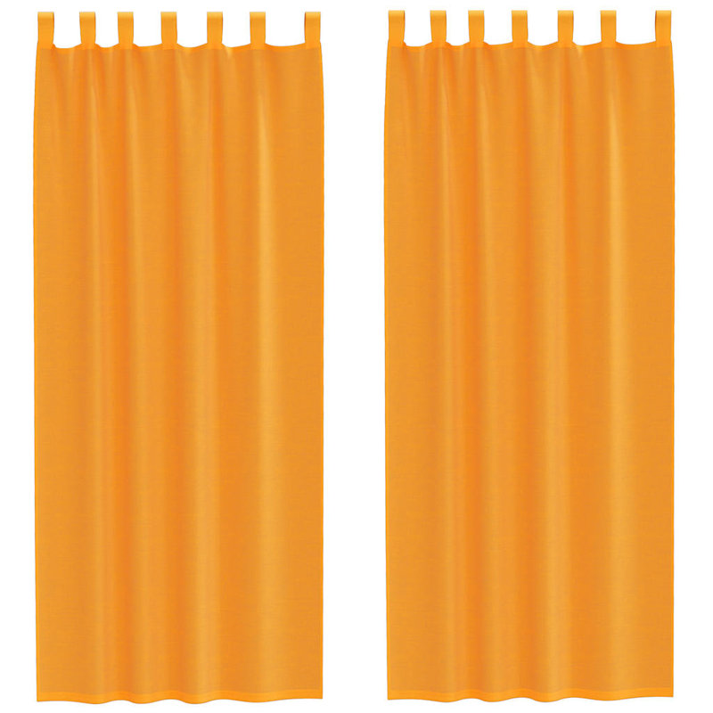 Voile Curtains With Tab Top 2 Pcs, 140cm Width x 260cm Drop, Orange