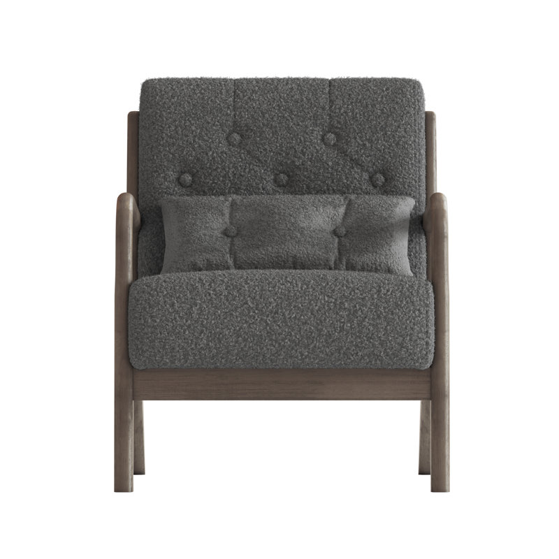 Fareham 25.79'' Wide Tufted Velvet Armchair, Dark Gray Teddy Velvet