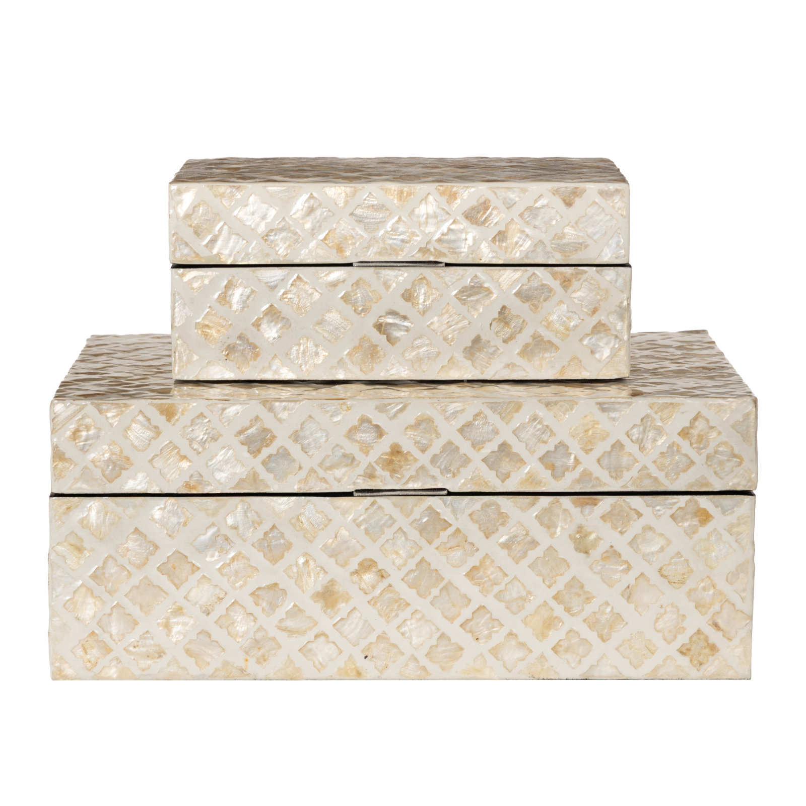 2 - Piece Handmade Decorative Box, Distressed Beige