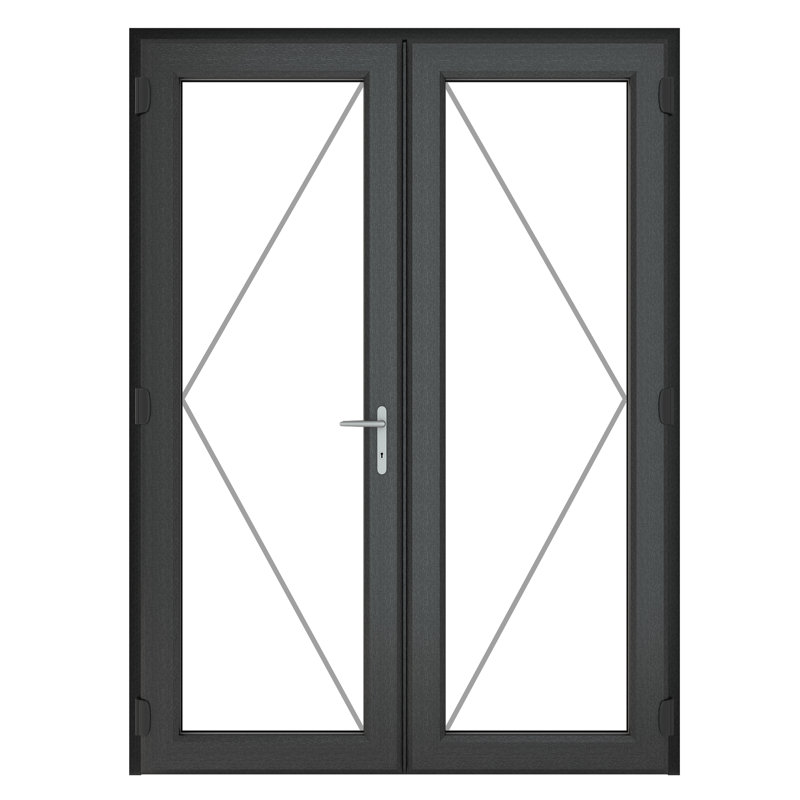 Upvc French Door, 205cm H x 179cm W x 7cm D
