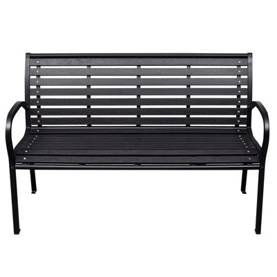 Fenelia Patio Bench Black 45.7" Steel and WPC