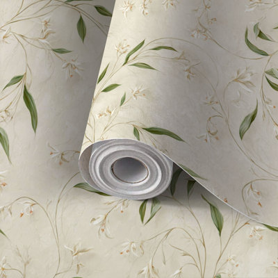 Peler et coller le papier peint de contact avec une délicate branche d'orchidée florale, neutre et moderne, auto-adhésive et amovible, 24 po x 118 po (60 x 300 cm)