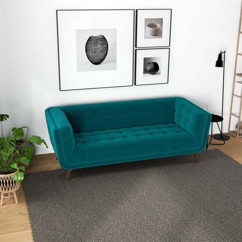Ardrie 85" Flared Arm Sofa, Teal Velvet