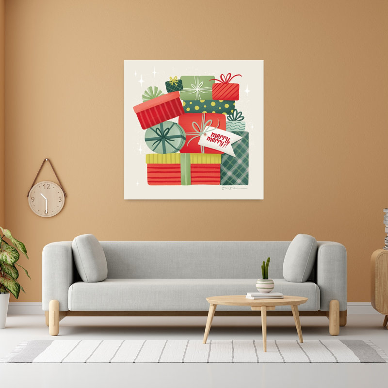 Maison contemporaine pour les fêtes I avec art crème de Noël, H 48 po x l 48 po
