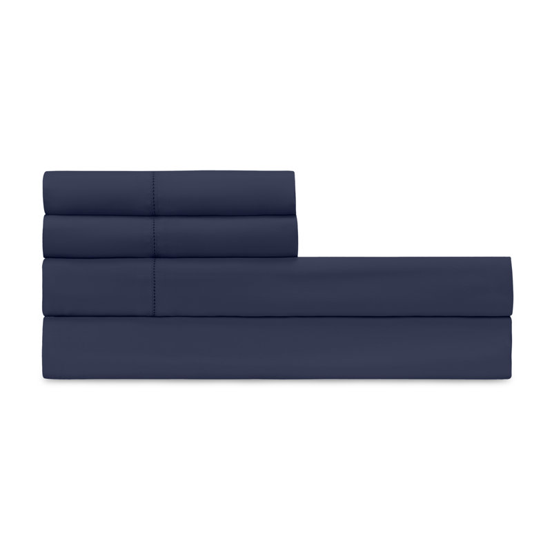 Royal Sateen Sheet Set, Navy, King Sheet Set + 2 Pillowcases