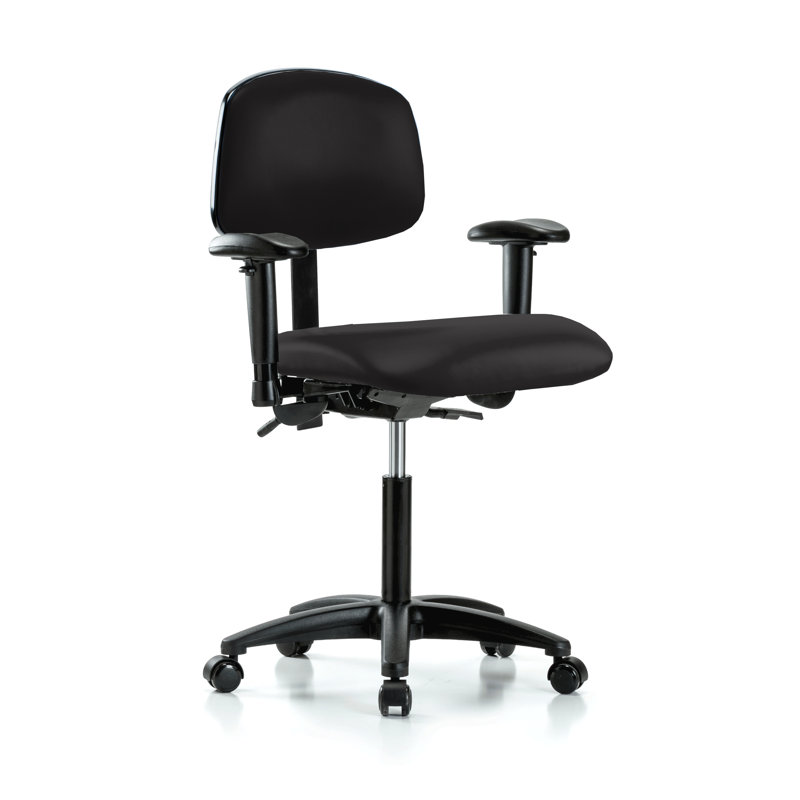 Chaise de bureau polyvalente avec accoudoirs réglables PERCH | Hauteur moyenne du banc: 20 à 27 po, Vinyle noir, Inclus