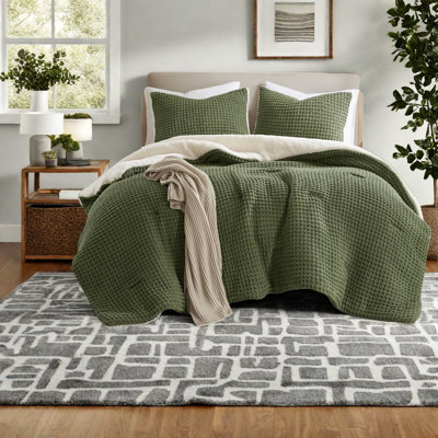 Ensembles de literie grand lit confortable, tricot gaufré chenille, confort moderne