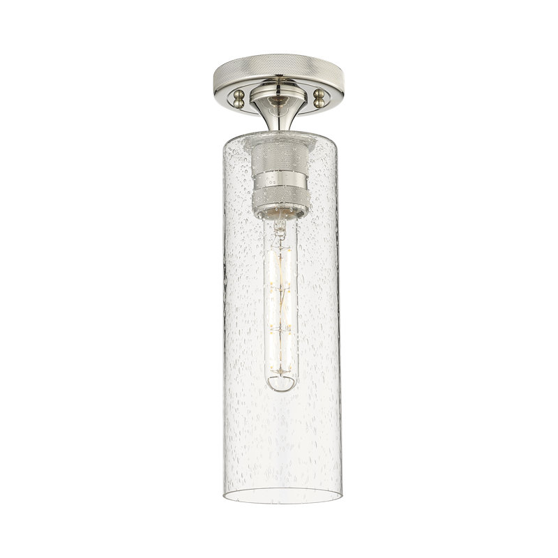 Crown Point 1 Light Flush Mount, 15" H x 4.5" W x 4.5" D, Seedy, Polished Nickel