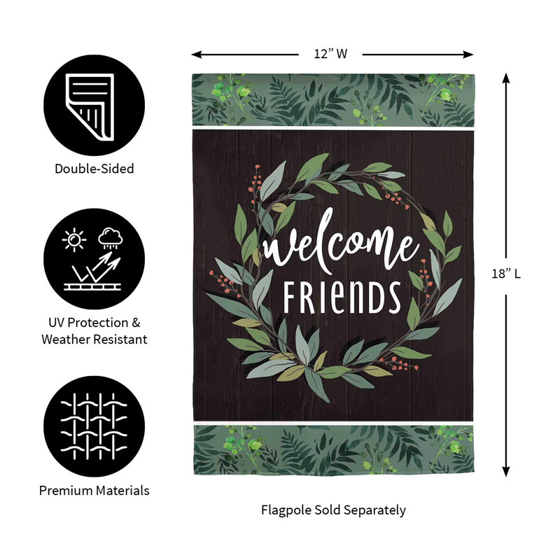 Drapeau de jardin en daim Welcome Friends