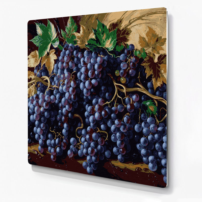 Fruit Grape Champagne Purple Metal Wall Art, 8" H x 8" W