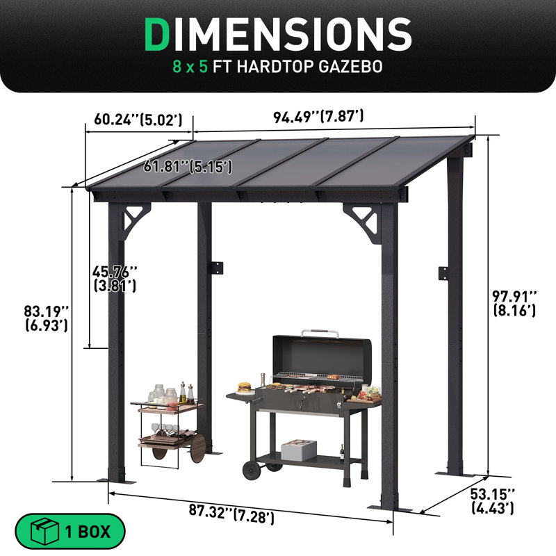8 Ft. W X 5 Ft. D Lean-to Gazebo