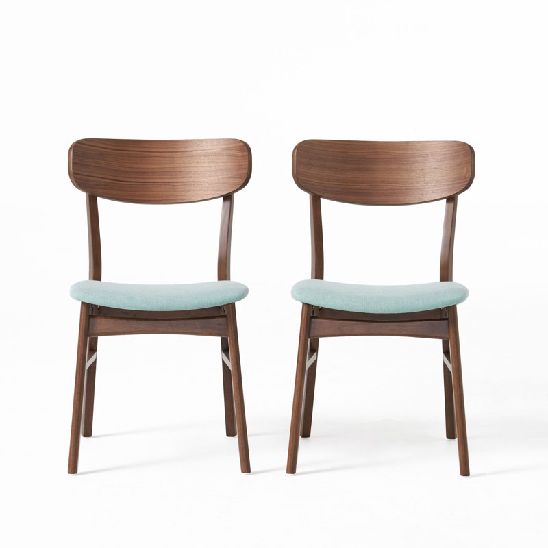 Chaise d'appoint en bois massif Barros, Menthe, Noyer