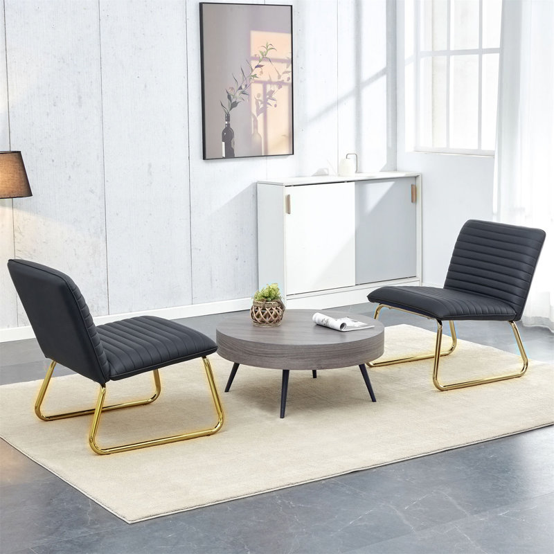 Chaise rembourrée sans accoudoirs Minimalist, Brun, Similicuir brun