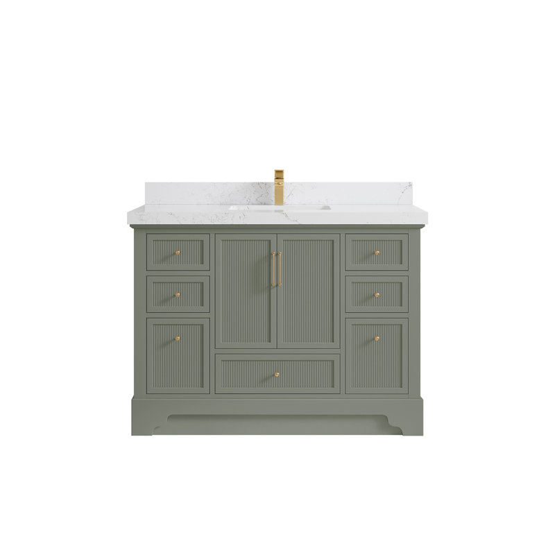Meuble-lavabo simple autoportant 48 po avec plateau en quartz Alys, Empira
