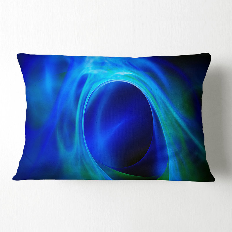 Circled Blue Psychedelic Texture - Abstract Printed Pillow
