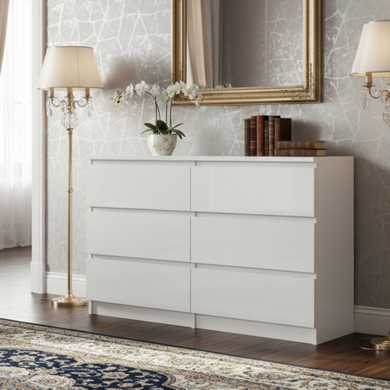 138cm W 6 - Drawer Chest of Drawers, White