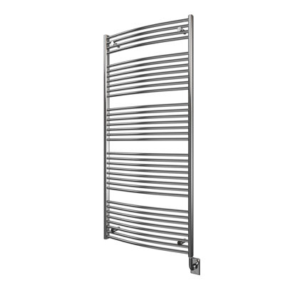 29.5"x64" Blenheim Electric Hardwired Curved Rail Vertical Wall Mounted Towel Warmer - Chrome, Fluid Filled, Includes Programmable Smart Switch, Lifetime Warranty