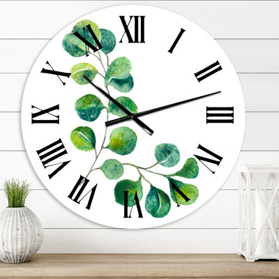 Green Eucalyptus Branches II - Horloge murale traditionnelle