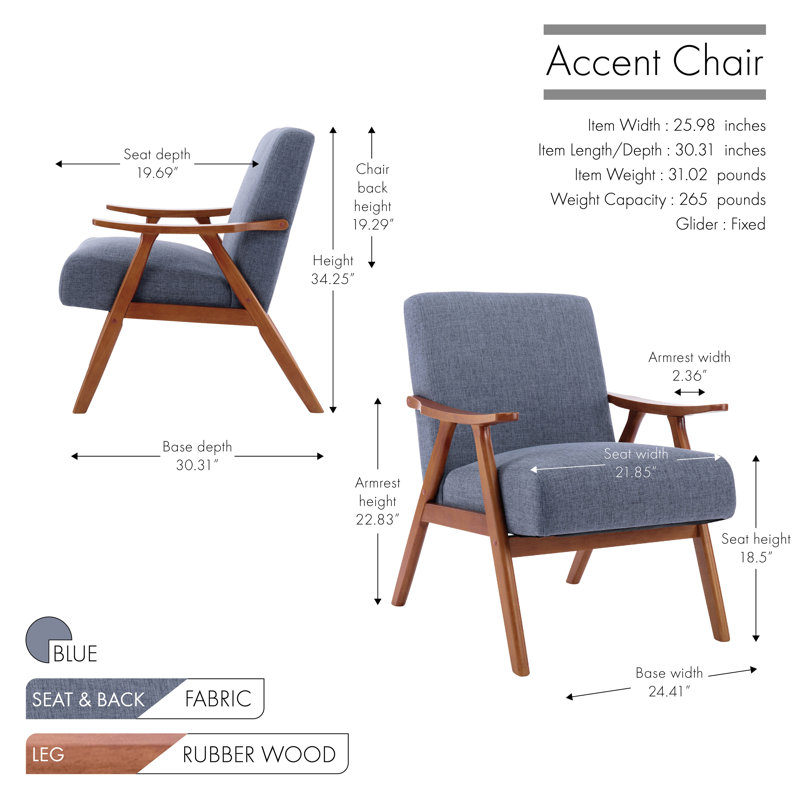 Pharell Upholstered Armchair, Blue