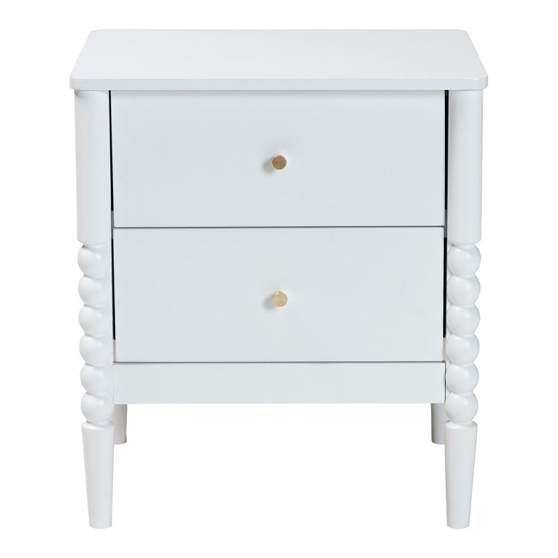 Table de chevet 2 tiroirs Lucera, Blanc
