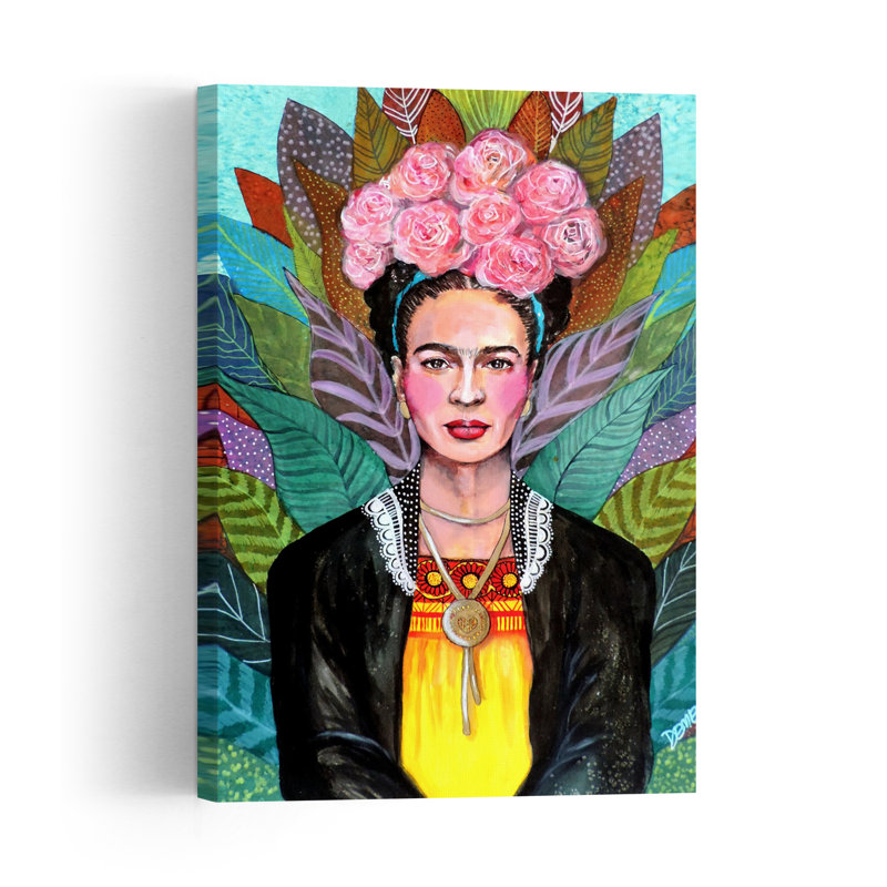 Vibrant Flower Crown Portrait Colorful Abstract Contemporary Flower Landscape Wall Art Print by Sylvie Demers - Print