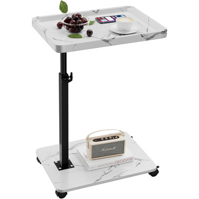 C Table End Table Adjustable Height, 360°Swivel TV Tray Table for Small Spaces, Couch Tables That Slide Under, C Shaped Side Tables Living Room and Bedroom for Sofa, Bed,Chair, Snack