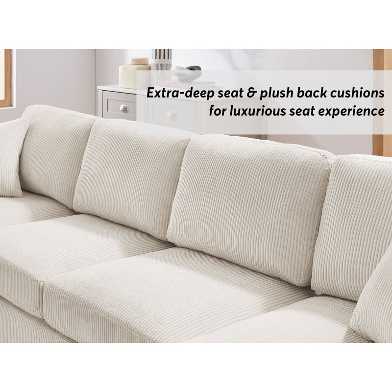 Canapé modulaire 3 pièces Althouse, 100 % polyester blanc