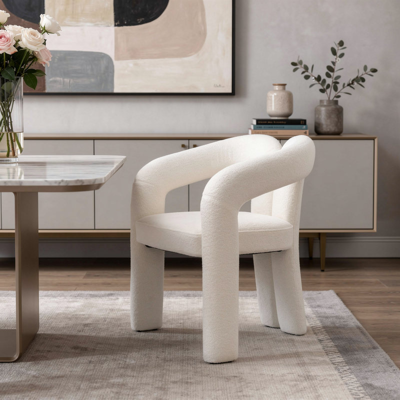 Chaise avec accoudoirs White Boucle, Blanc