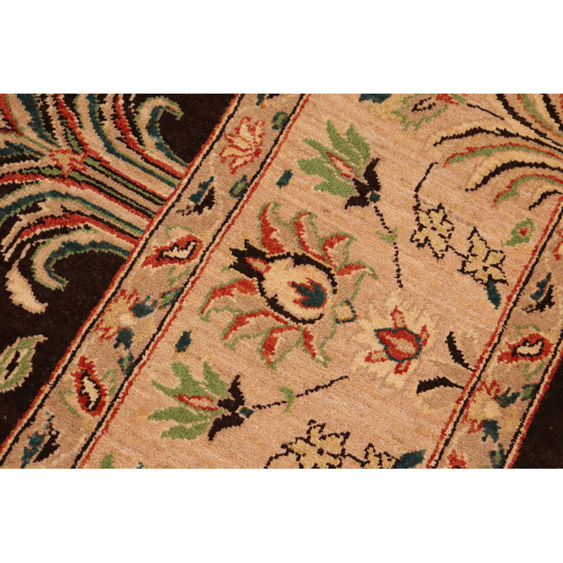 Tapis brun / brun clair en laine noué à la main 8 pi 2 po x 11 pi 9 po Abbigail Southwestern